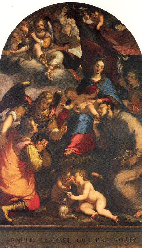 Paggi, Giovanni Battista Madonna and Child with Saints and the Archangel Raphael France oil painting art